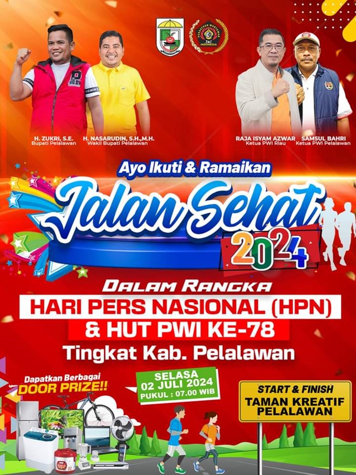 Peringati HPN dan HUT PWI ke 78, PWI Pelalawan Gelar Jalan Sehat 
